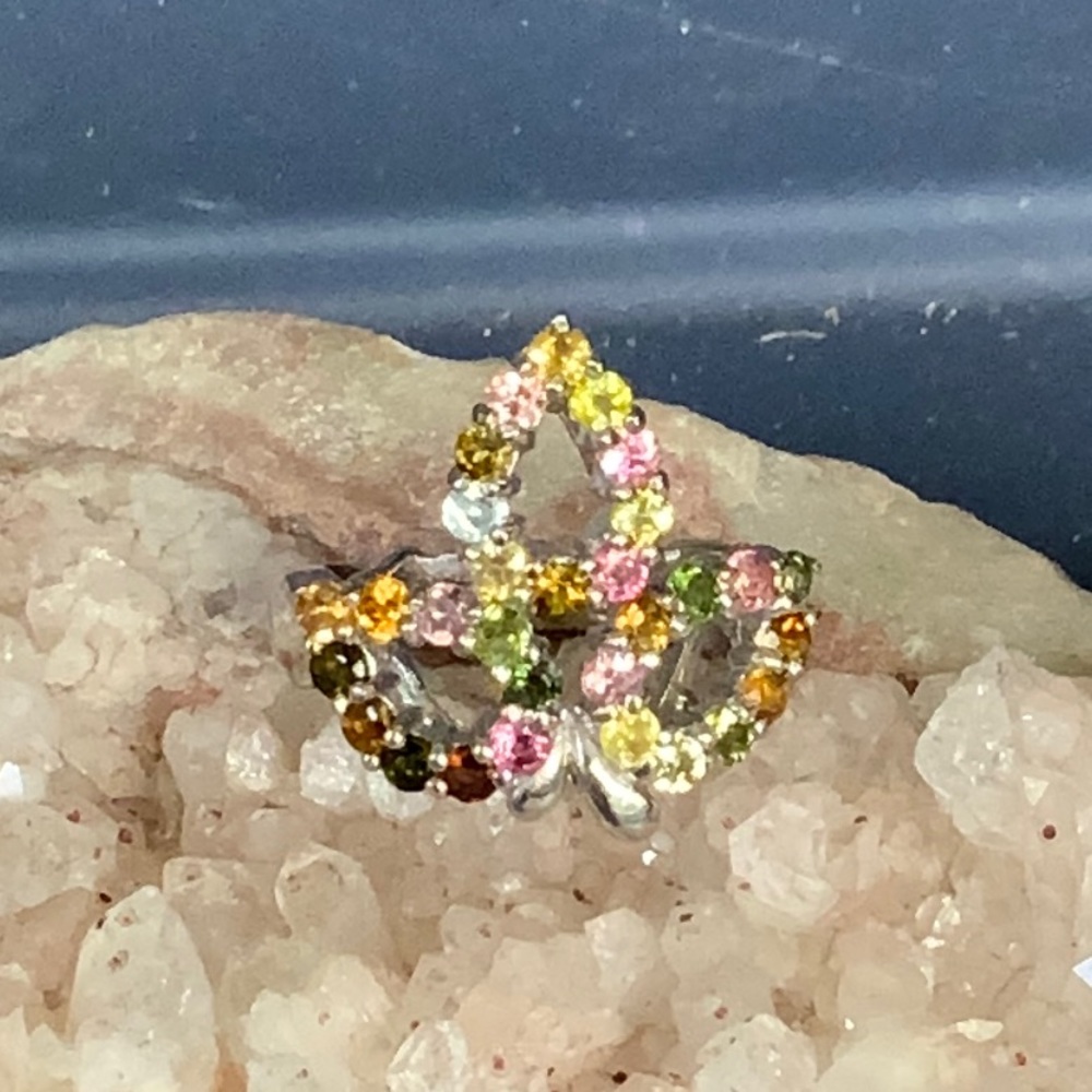 MULTI TOURMALINE 925 STERLING SILVER RING, 6.75